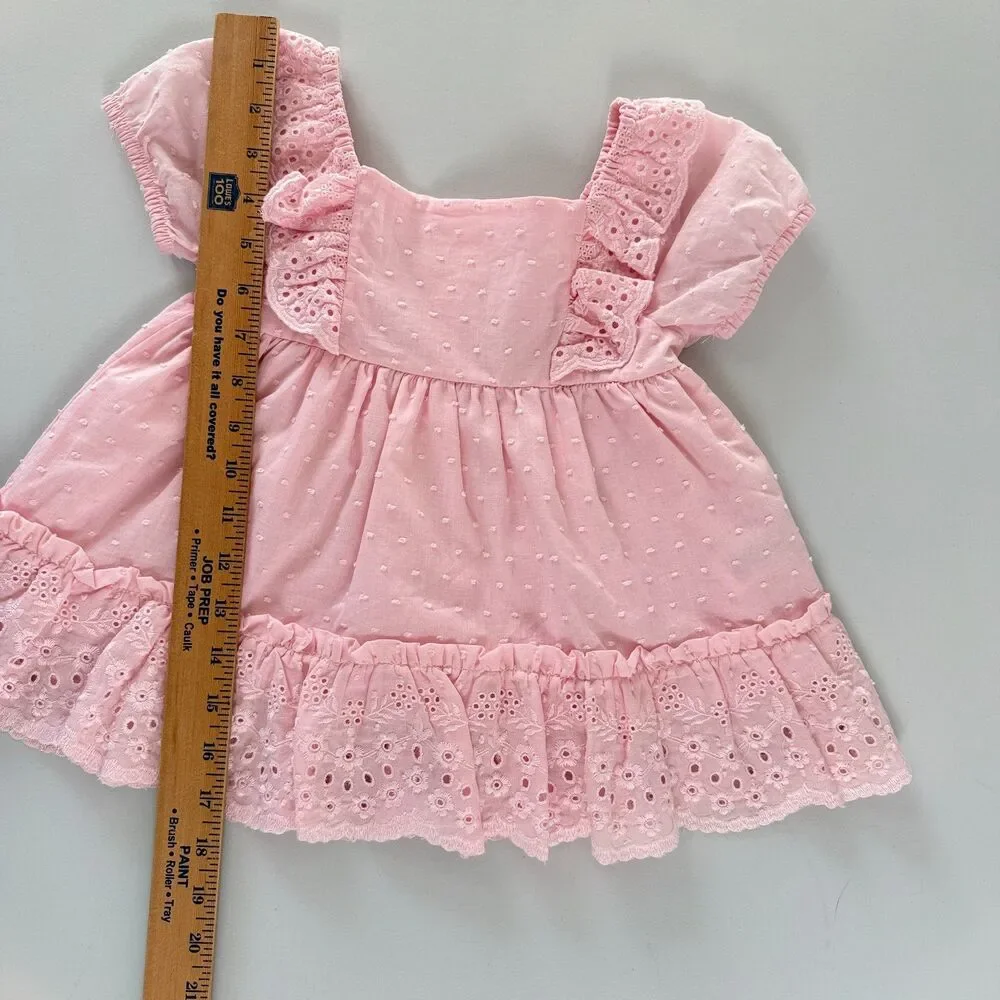 Shabby Chic Girls Pink Eyelet Ruffle Top Lined Size XS - 4 New With Tags - Picture 11 of 12